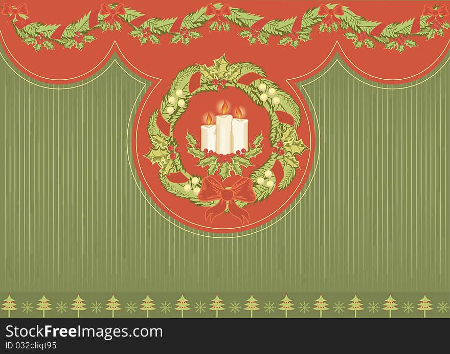 Christmas card.Vector vintage background for text.