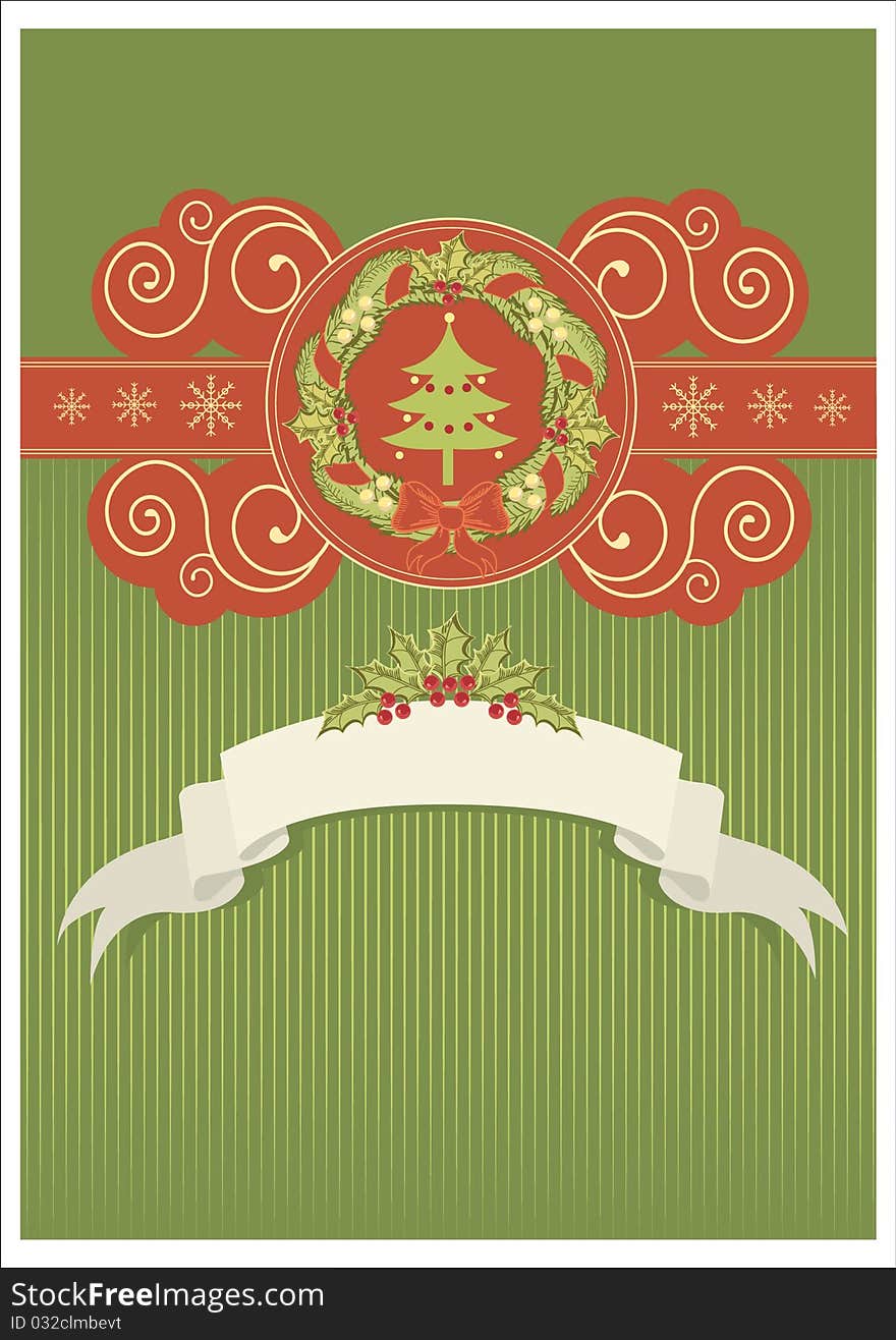 Christmas card.Vector vintage background for text.