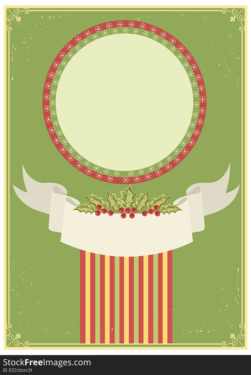 Christmas card.Vector vintage background for text.