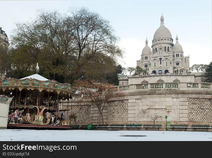 Sacre coeur under Snow - Montmartre - Paris -France