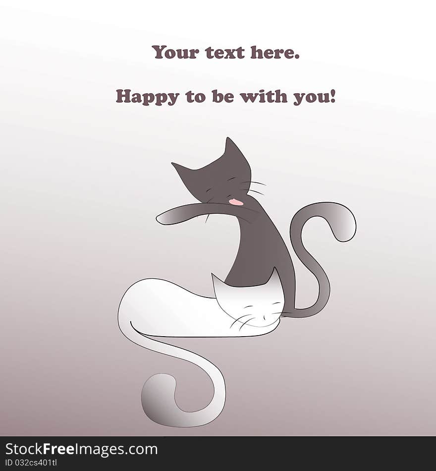 Vector illustration with a couple of cats and text. Vector illustration with a couple of cats and text.