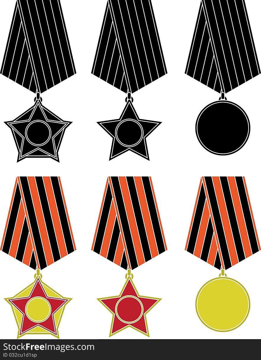 Soviet orders and medal. stencil. vector illustration