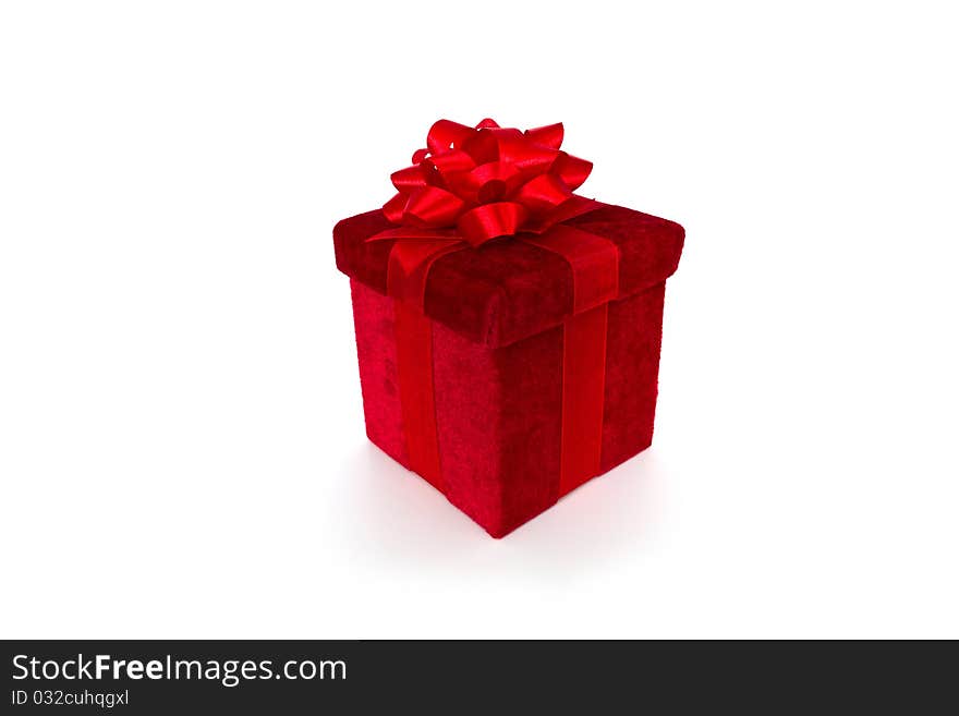 Red gift box with ribbon and bow