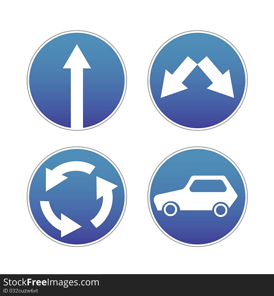 Four Signs traffic on a white background