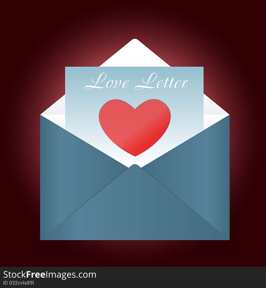 Love letter on a dark red gradient background