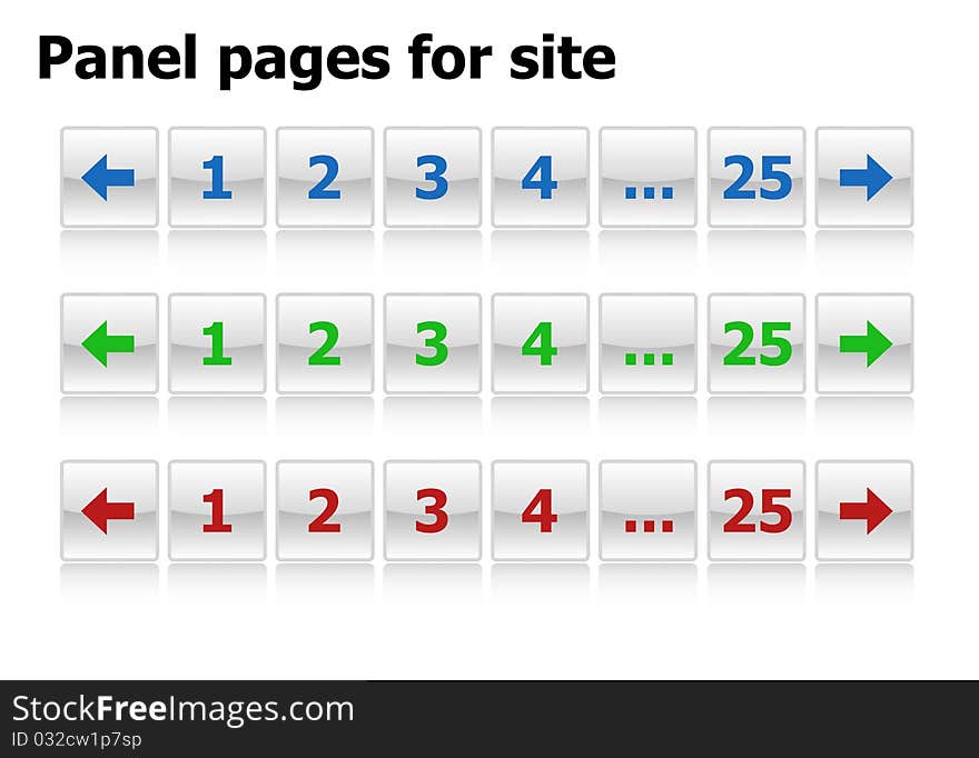 Panel pages for site on a white background