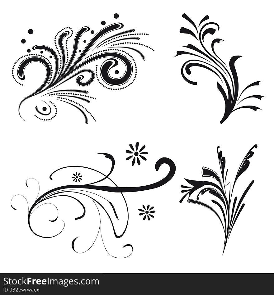 Set of floral elements