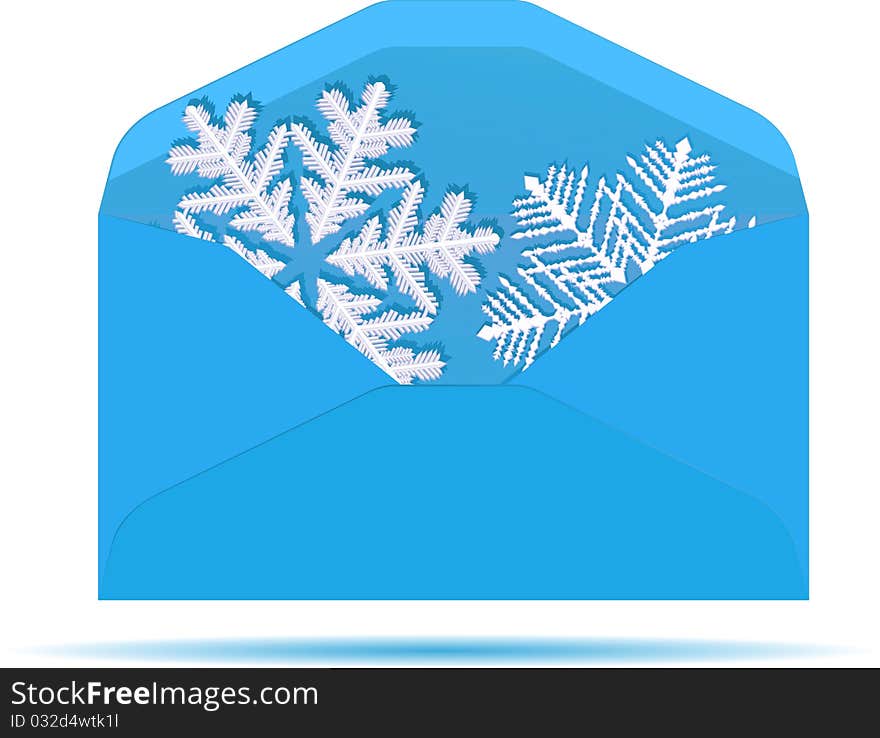 Open Letter With Snowflakes. Vector Illustration.