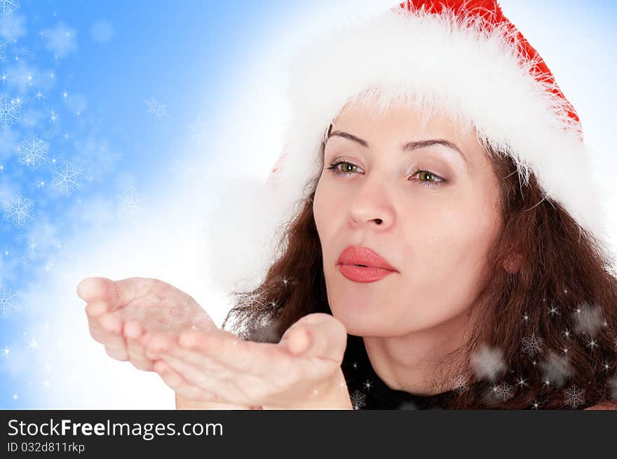 Christmas Girl With Snowflakes