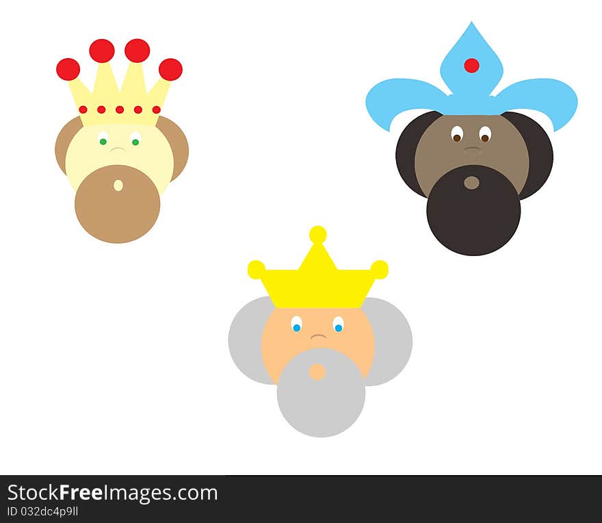 Three kings bearing gifts on a white background