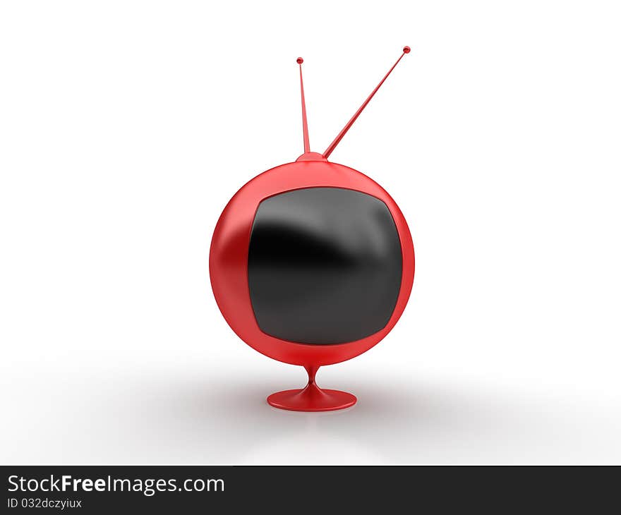 Toon tv whith antenna on white background