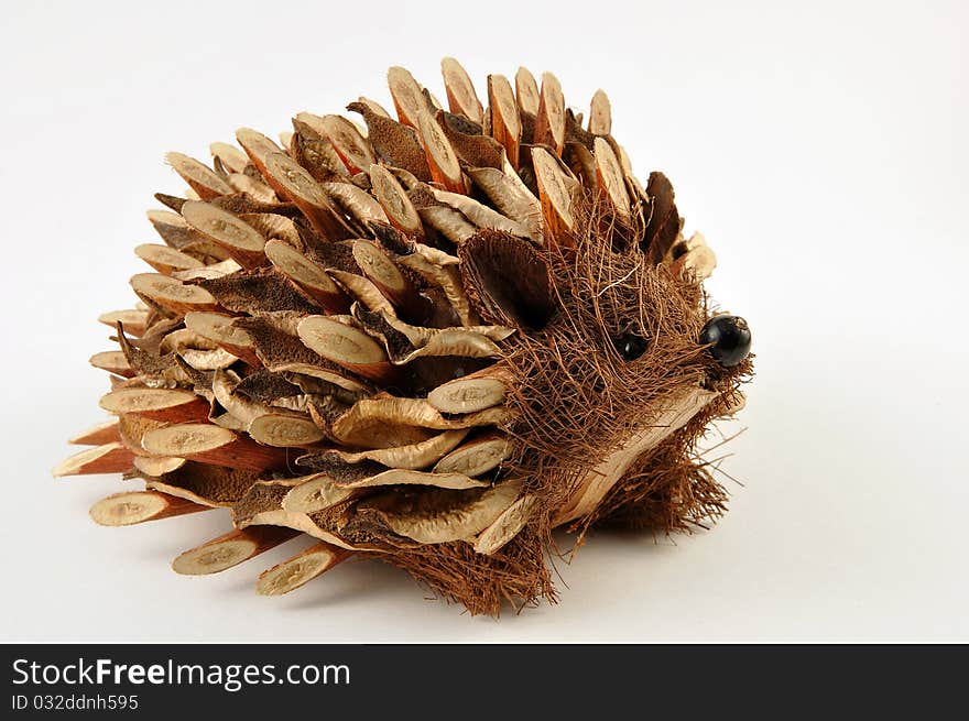 Wooden handmade model of a hedgehod