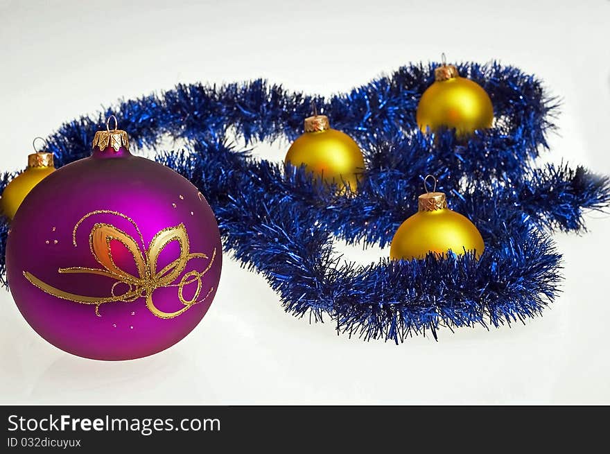 Christmas glass ball decoration on white background