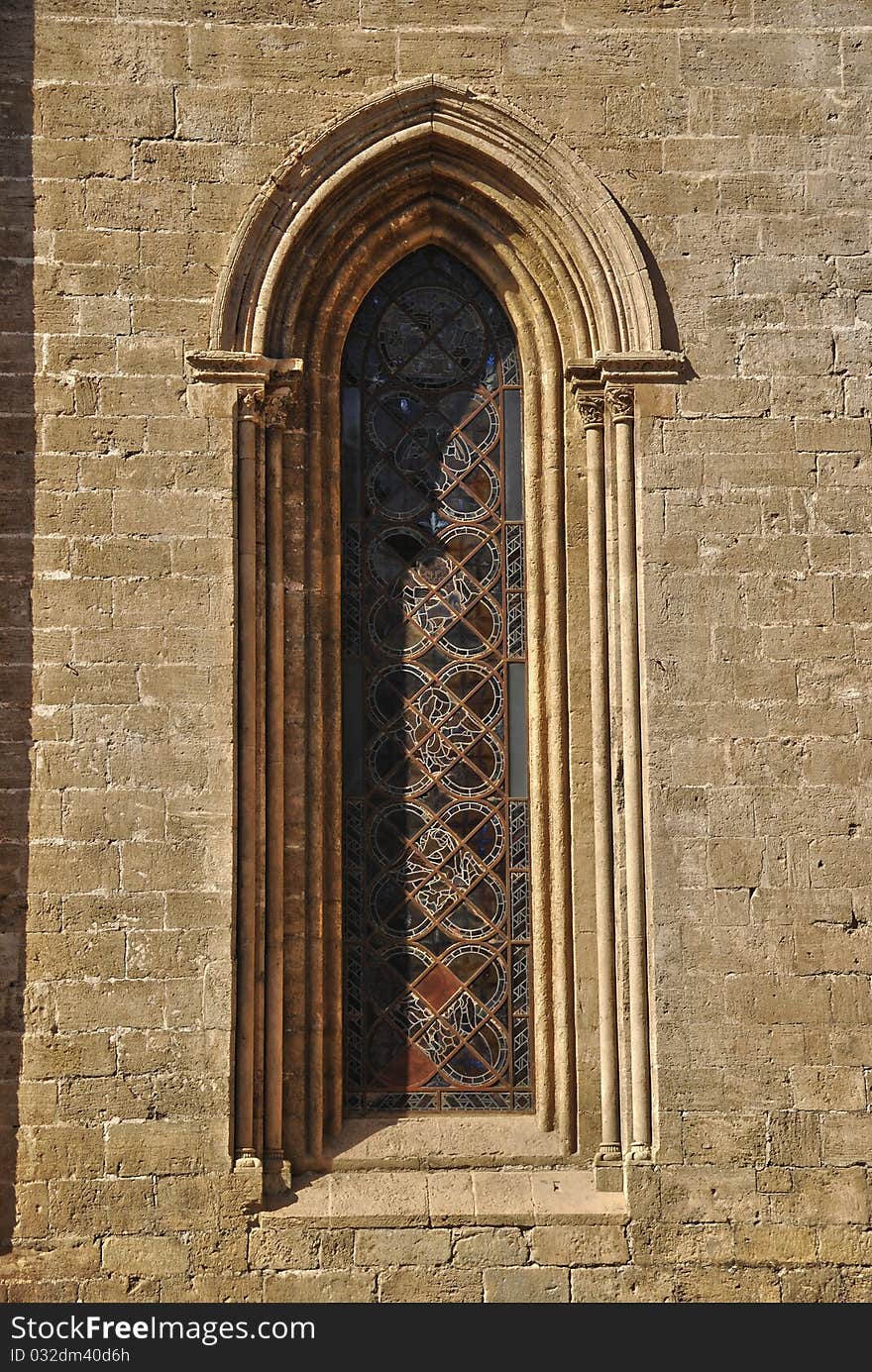 Windows with decorations in the church in Valencia, Spain. Windows with decorations in the church in Valencia, Spain