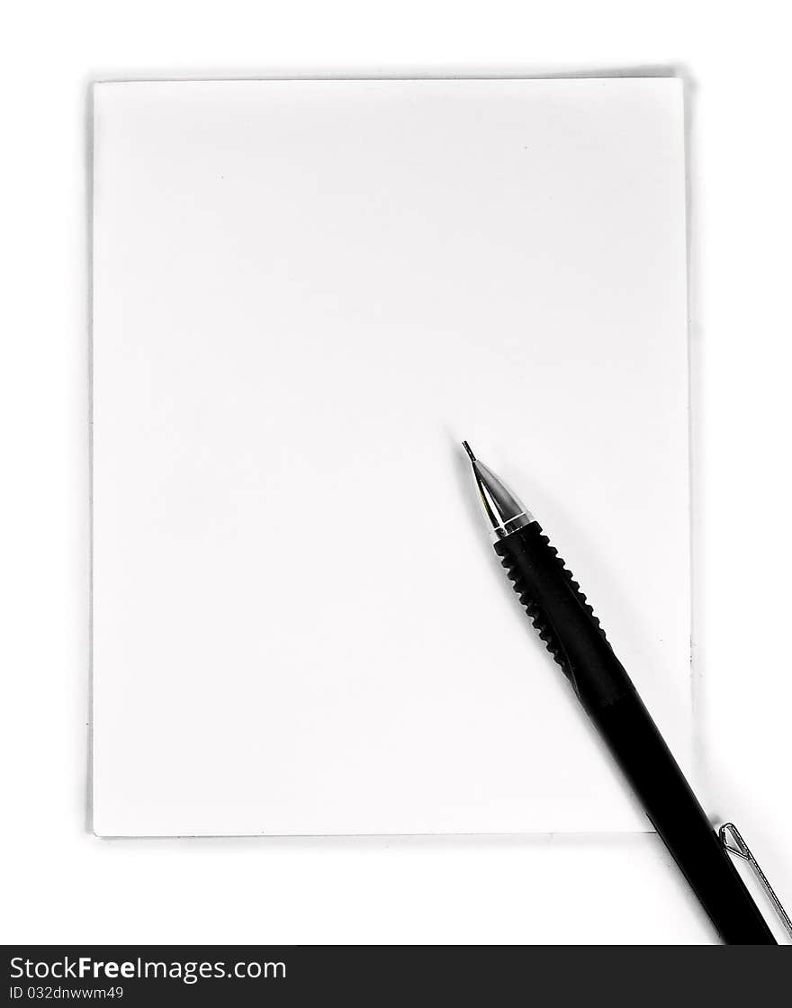 Pencil with white blank paper