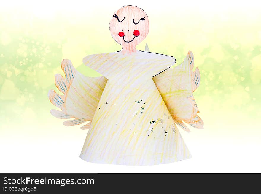 A cute child's hand crafted angel for Christmas. A cute child's hand crafted angel for Christmas.