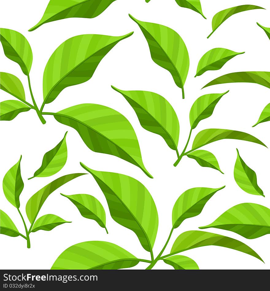 Seamless Pattern With Green Leaves