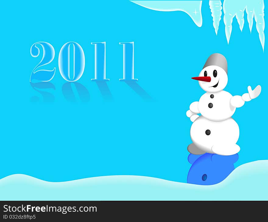 Abstract winter background with snowman. Abstract winter background with snowman