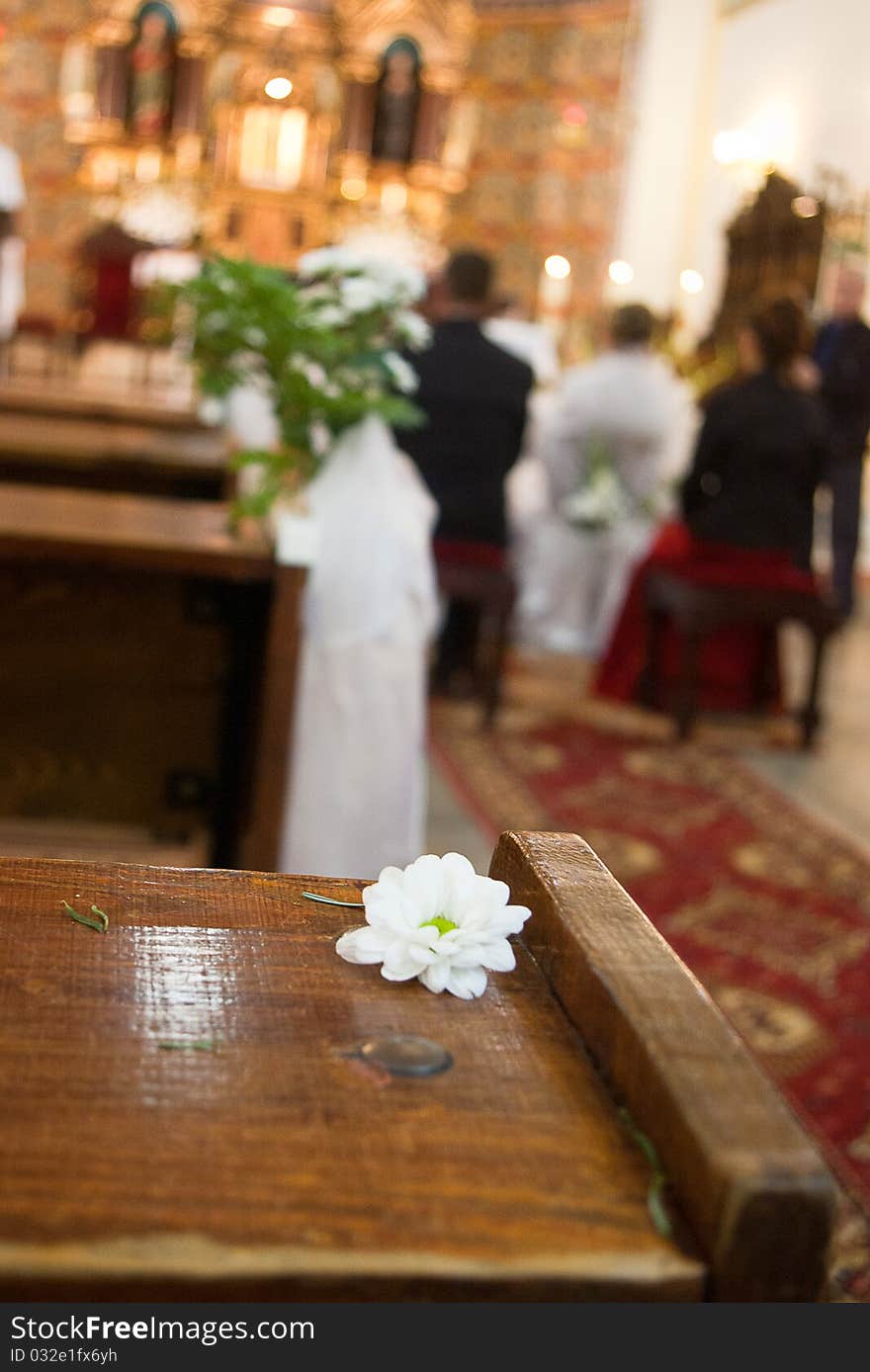 The wedding ceremony in the church