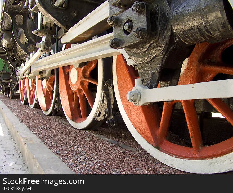 Old-time train on station of the railway. Old-time train on station of the railway