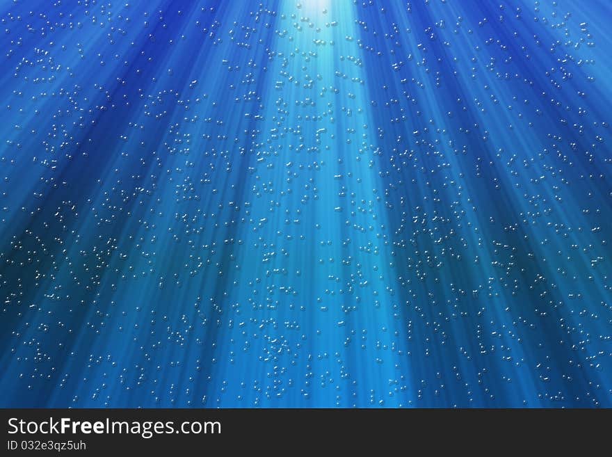 Rays of sunlight under water