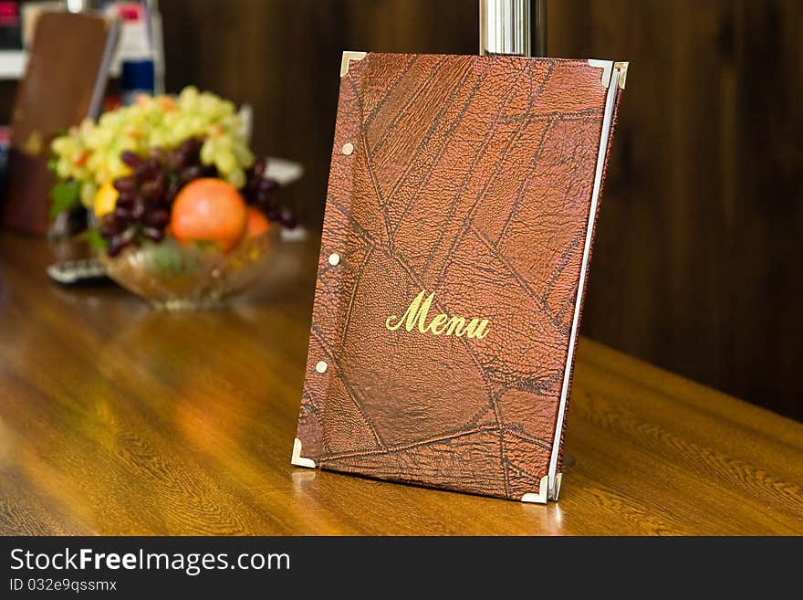 Menu residing on table in bar. Menu residing on table in bar