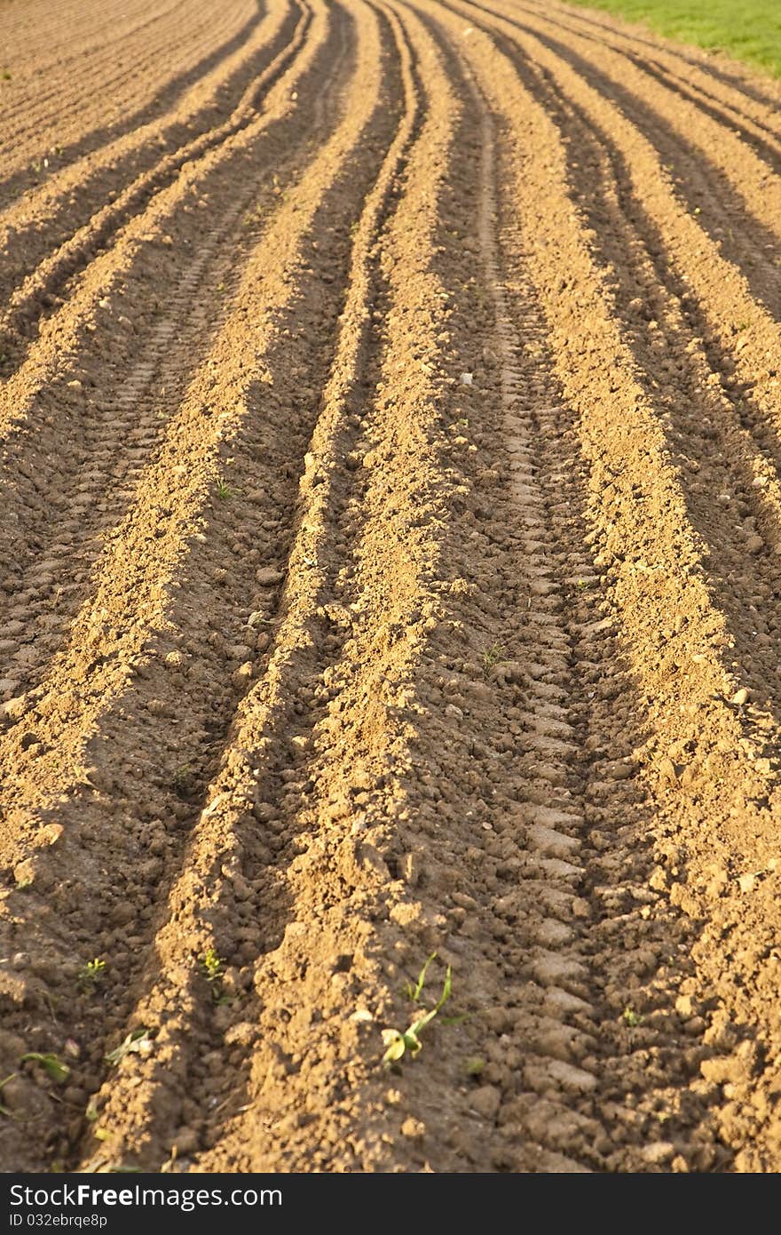 Background of newly plowed field