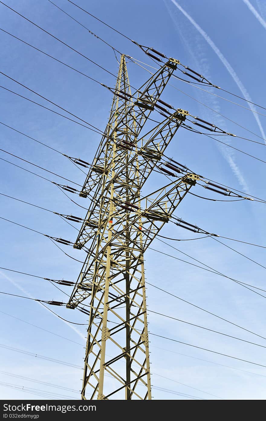 Electrical tower with sky