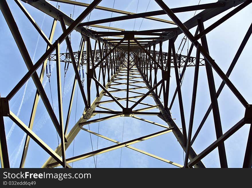 Electrical tower with sky