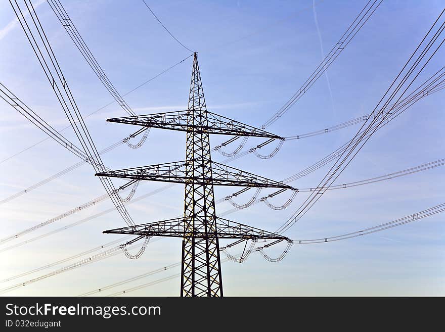 Electrical tower with sky