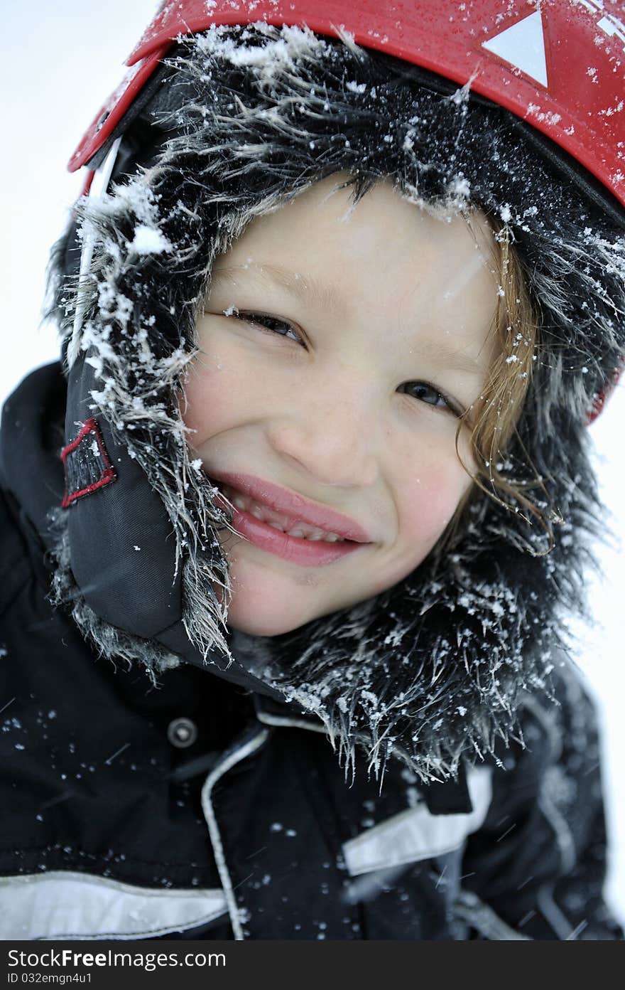 Boy enjoying winter weather