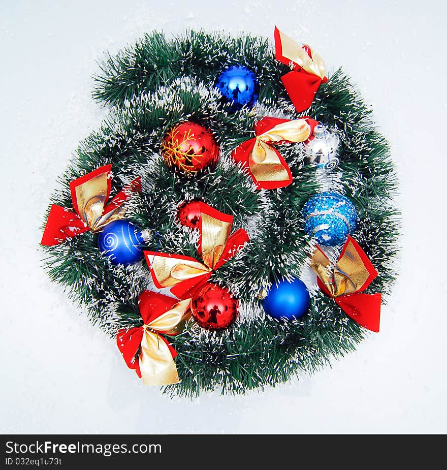 Dreamstime christmas decoration with tinsel ribbons and globes