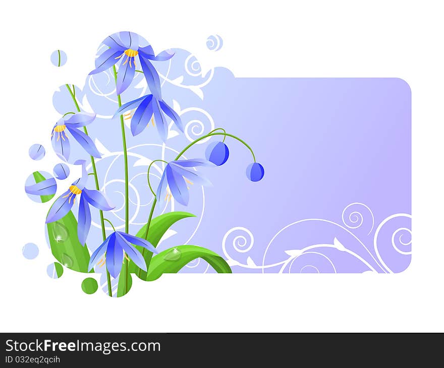 Light blue frame with spring flower and space for your text