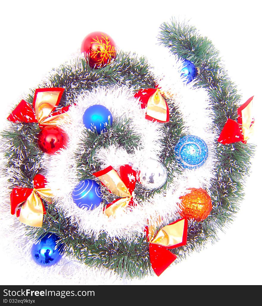 Dreamstime christmas decoration with tinsel ribbons and globes