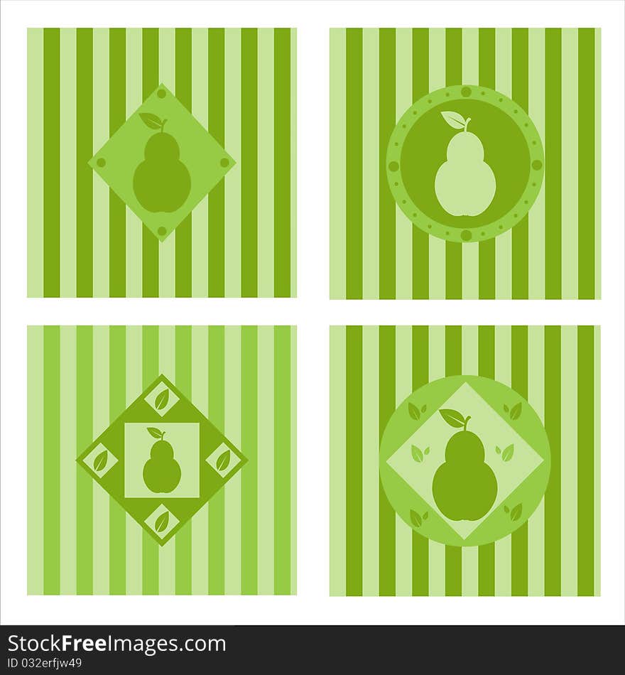 Set of 4 cute pear backgrounds