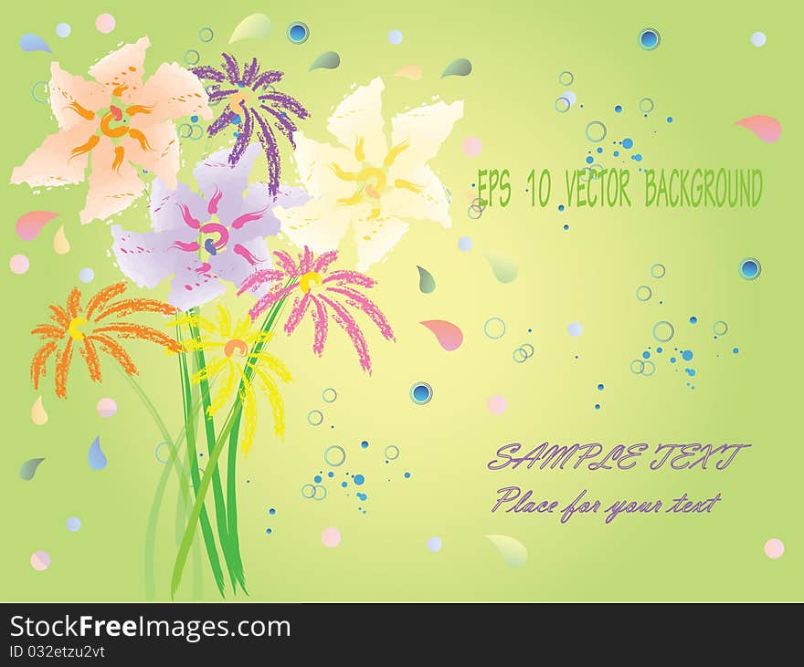 Eps10 background with hand drawn fantasy flowers. Eps10 background with hand drawn fantasy flowers