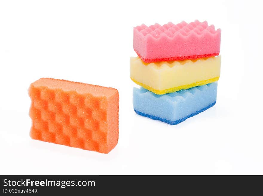 Few varicoloured bath sponges