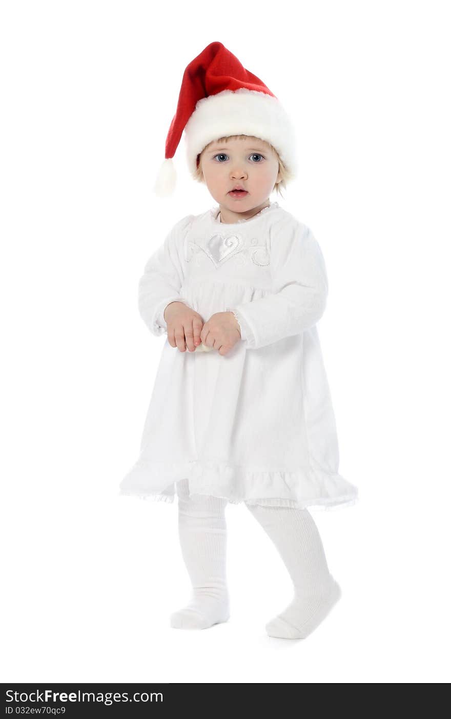 Cute baby in Santa s hat