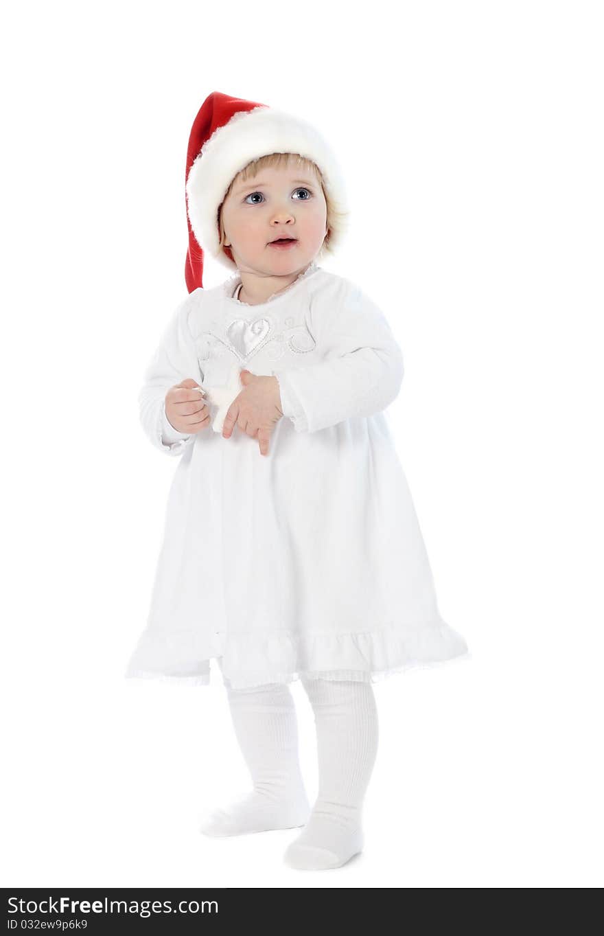 Cute baby in Santa s hat