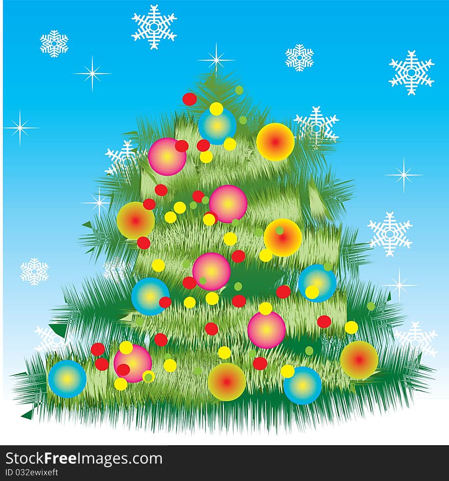 New Year S Card With A Fur-tree -