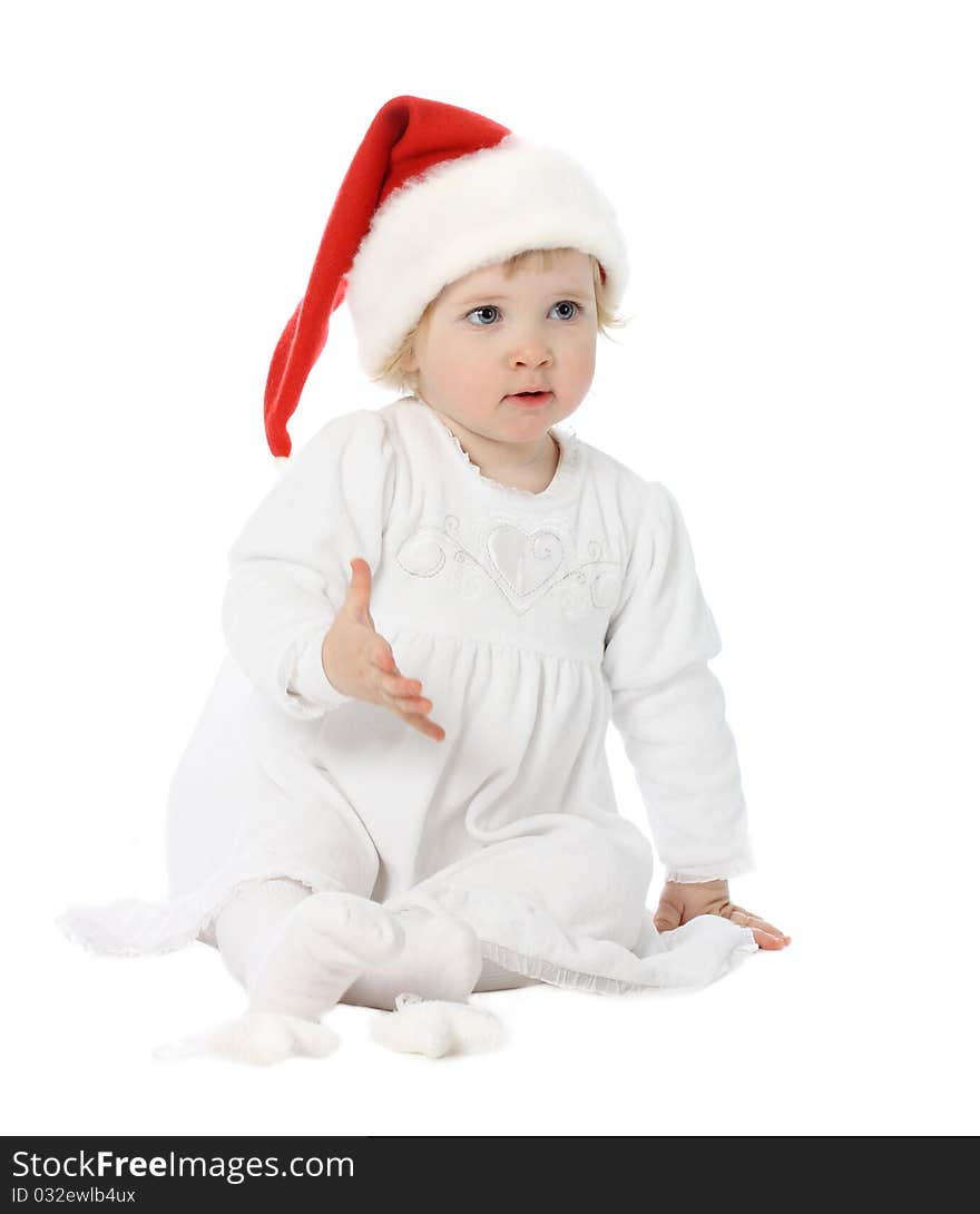 Cute baby in Santa s hat