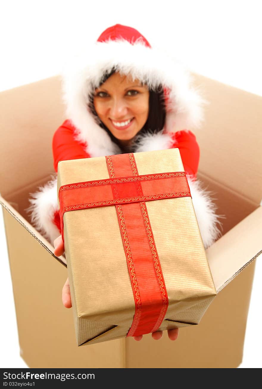 Christmas woman with gift