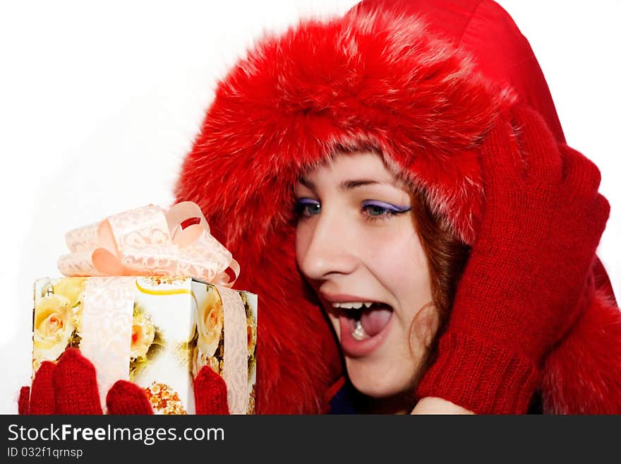 Girl With Christmas Present