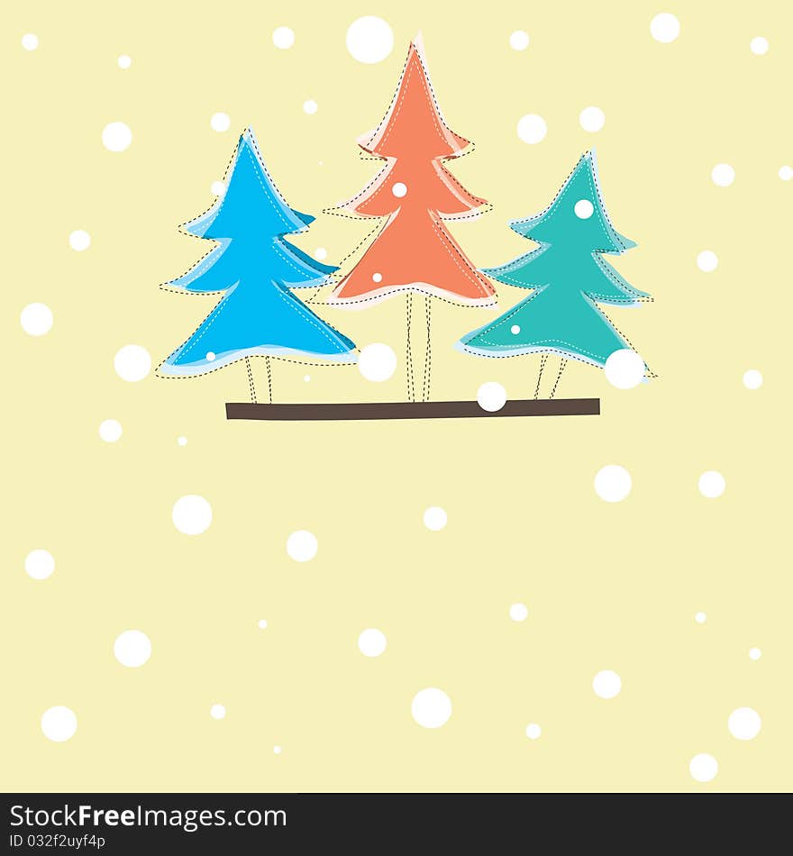 Christmas card with color tree . illustration. Christmas card with color tree . illustration