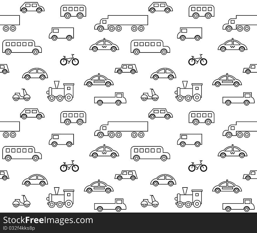 Transport on a white background, seamless pattern, vector. Transport on a white background, seamless pattern, vector