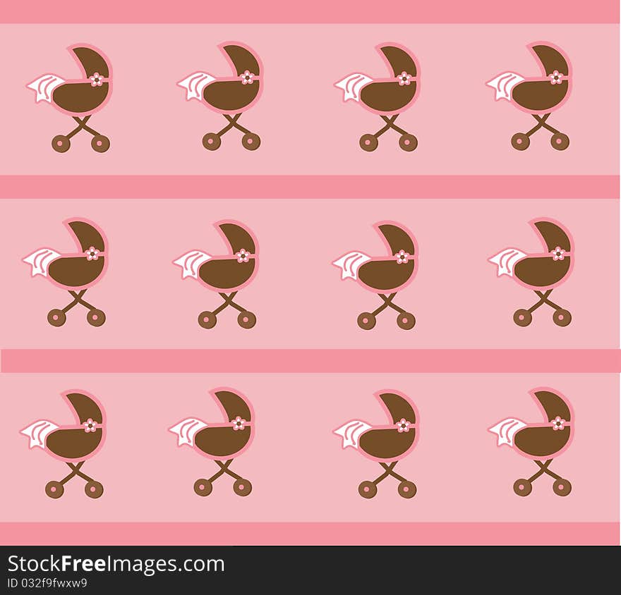 Pink baby girl strollers background. Pink baby girl strollers background