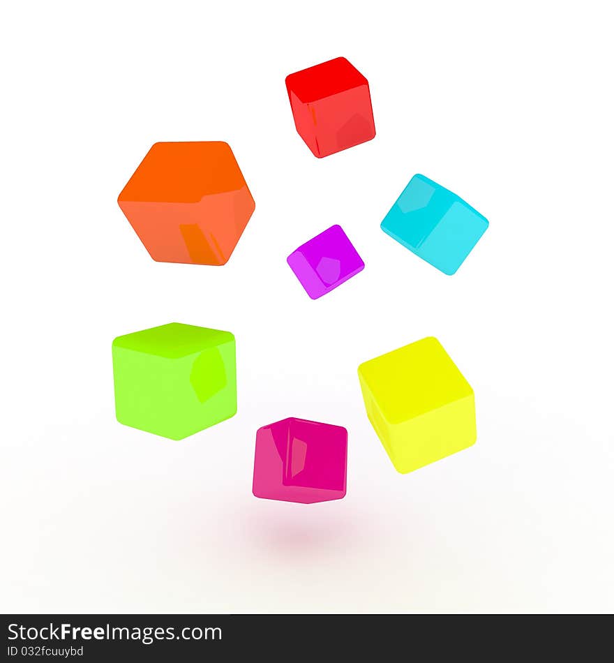 Colored Blocks On A White