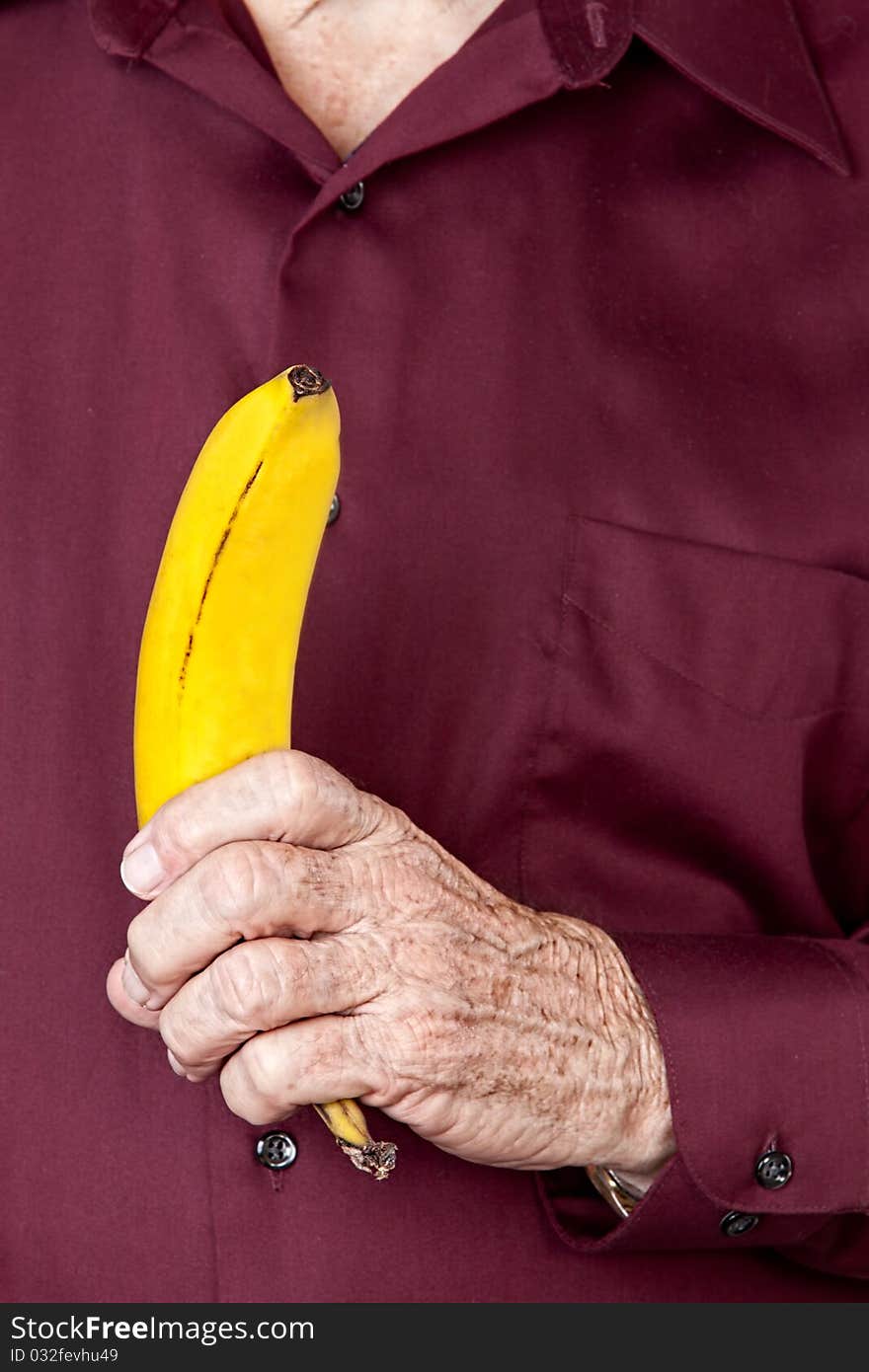 Man holding banana