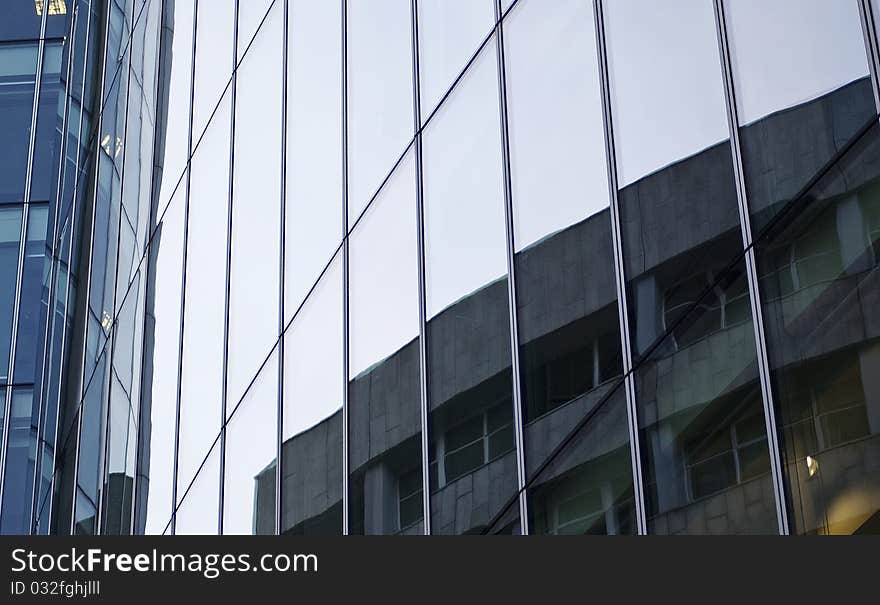 Glass front of the building