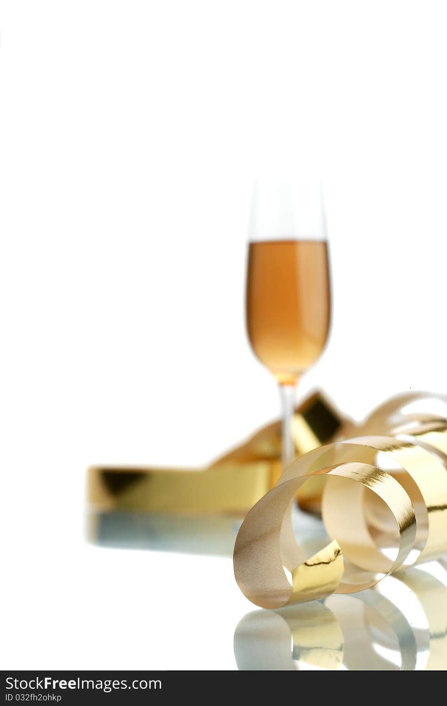 Champagne in glasses on a white background. Champagne in glasses on a white background